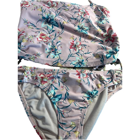 O'Neill Other - O'Neill Blue Floral Print Two Piece Swimsuit Set Ruched Sides NWT